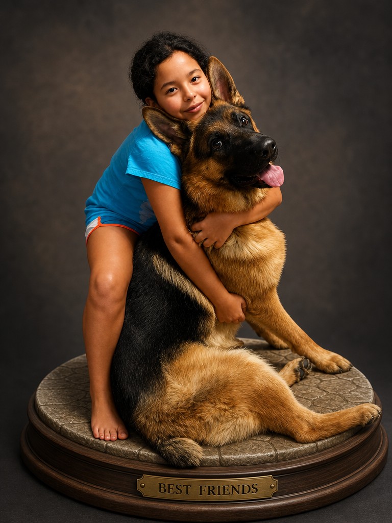 Person and dog personalized 3D concept